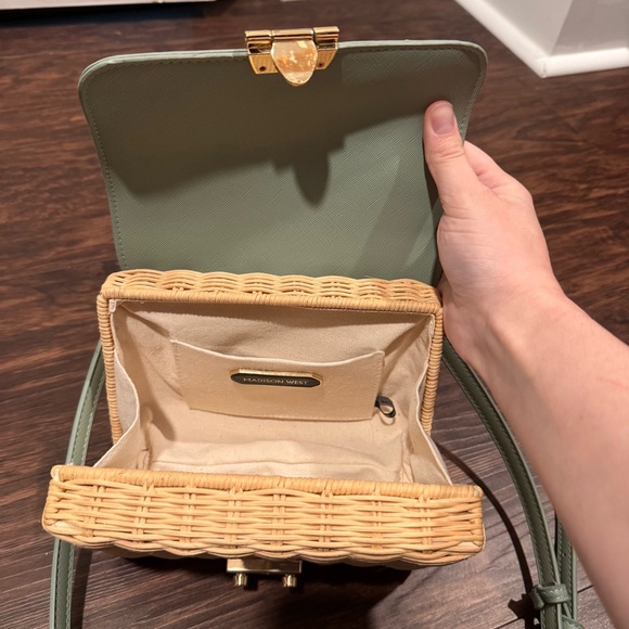 Light blue and Tan Woven Crossbody Bag - Picture 5 of 8